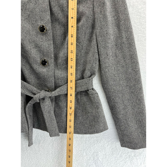 Banana Republic Womens Jacket Black White Herringbone Buttons Belted Stretch 10 - Picture 9 of 12